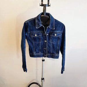 GU Vintage Stone Original Medium-Wash Cropped Jean Jacket, EU L/US M